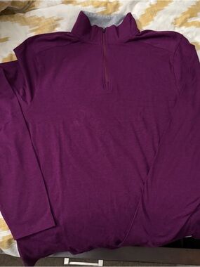 Coolibar Men's Long Sleeve Quarter Zip Sun Shirt in Deep Plum